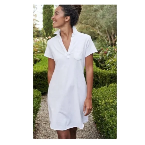 New Frank & Eileen White Collared Polo Mini Dress M - Picture 2 of 4
